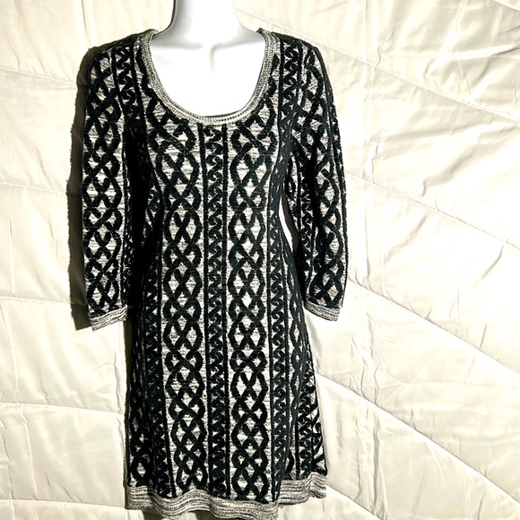 Moth Dresses & Skirts - MOTH Anthropologie Black Grey Knit Dress Small 3/4 Sleeve EUC